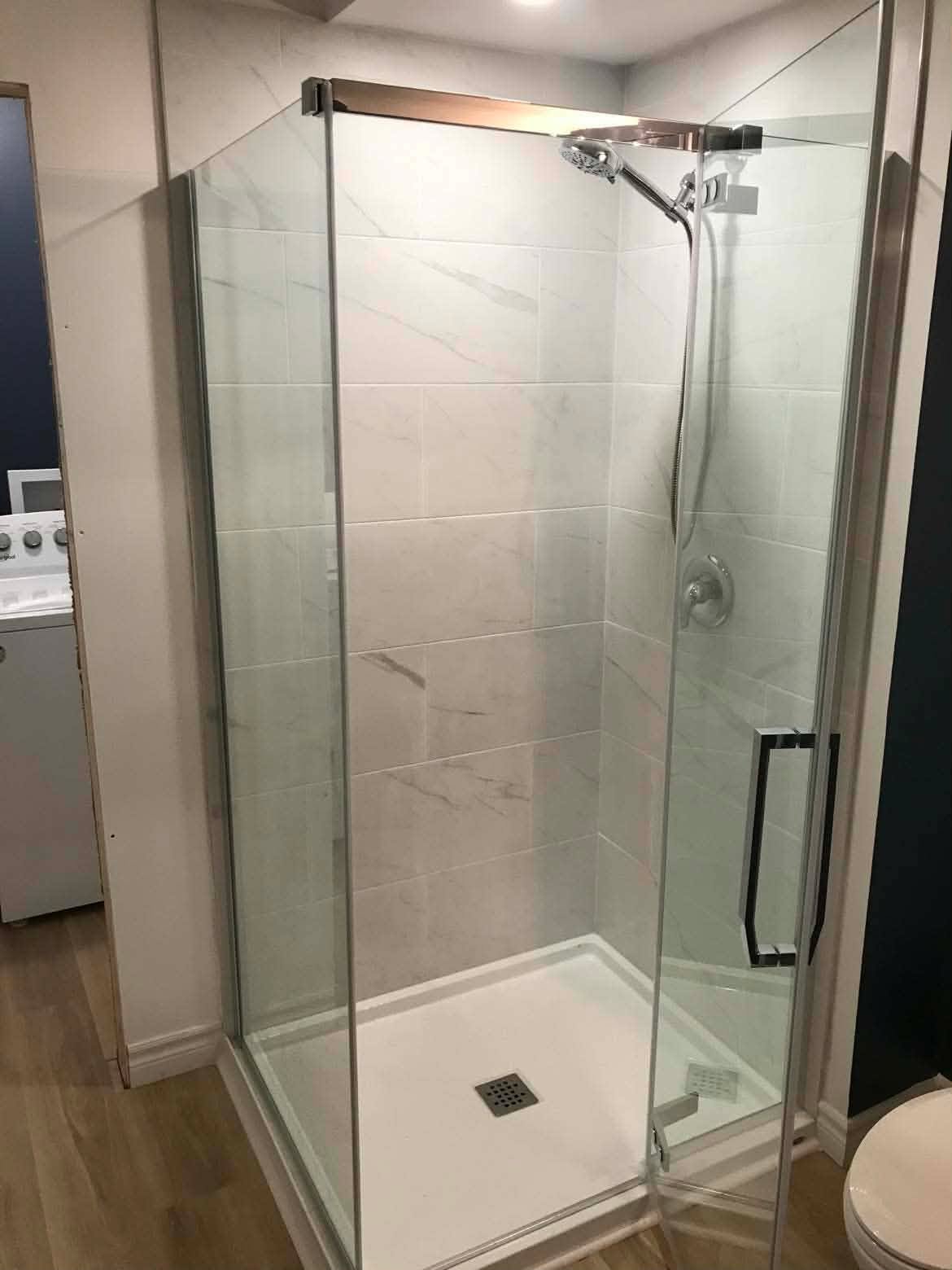 Glass shower door installation