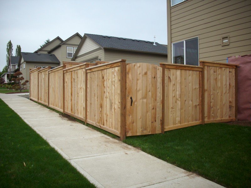 Horizontal Cedar Fence with Picture-Frame Gate