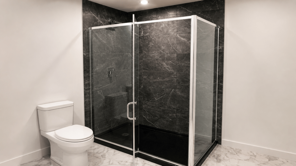 Full Bathroom Renovation with Acrylic Shower Pan & Glass Doors
