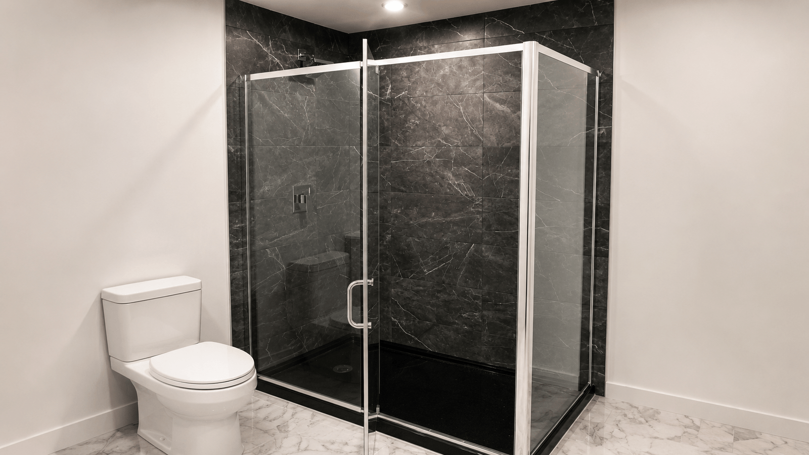 Full Bathroom Renovation with Acrylic Shower Pan & Glass Doors